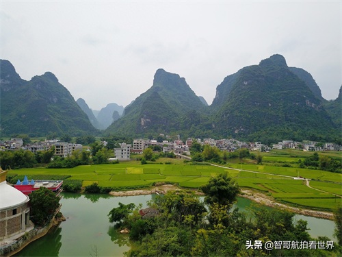 航拍广西特色乡镇之都安县地苏镇 喀斯特地貌有大规模的地下河