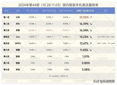 ​双11国内手机市场销量排名大洗牌：苹果仅排第三，华为第二，国产新黑马诞生