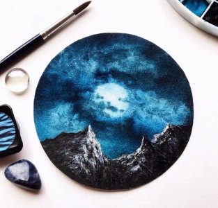 ​超漂亮的星空水彩画，每一张都好梦幻呀！