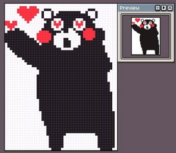 ​熊本熊像素画网格画可爱简单图案